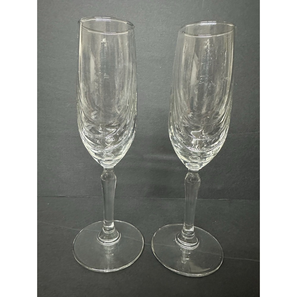 Drape Swag Champagne Flute/Glass 8.5" Clear Set Of 2/Pair